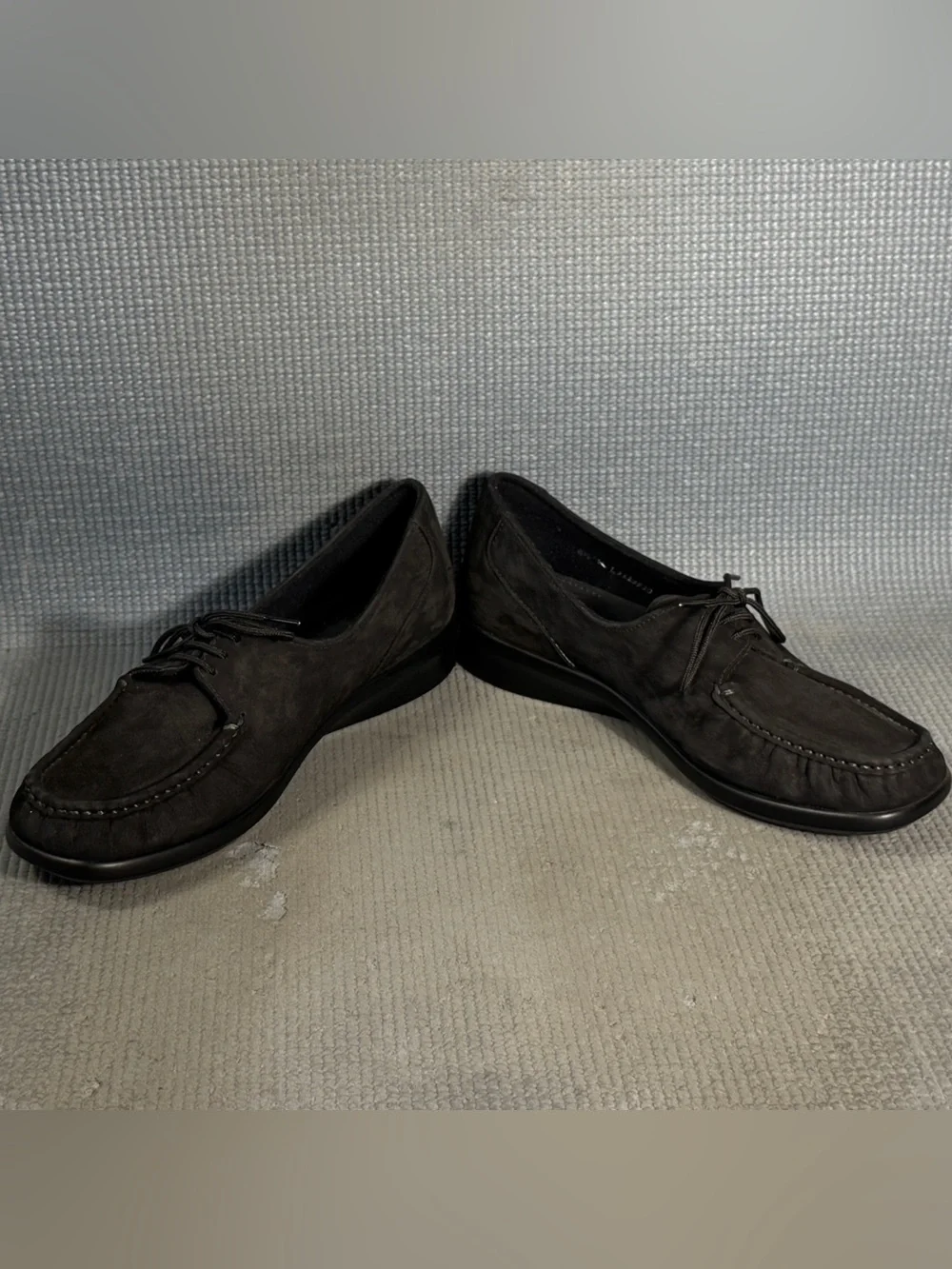 SAS Petra Black Suede Handcraft Comfort Moccasin Lace Shoes Women’s Sz 8.5 Wide
